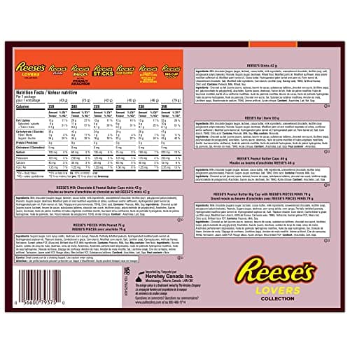 Reese's Lovers Gift Box, Assorted Chocolate Peanut Butter Bars, 535g (8 Assorted Bars) for Chocolate Lovers