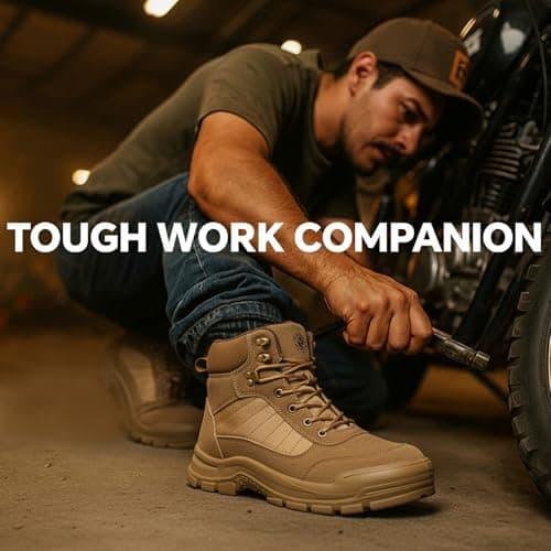 ANGRYRAM Steel Toe Boots for Men Women Lightweight Comfortable Steel Toe Shoes Puncture Proof Slip Resistant Construction Work Boots for Men Indestructible Safety Work Shoes