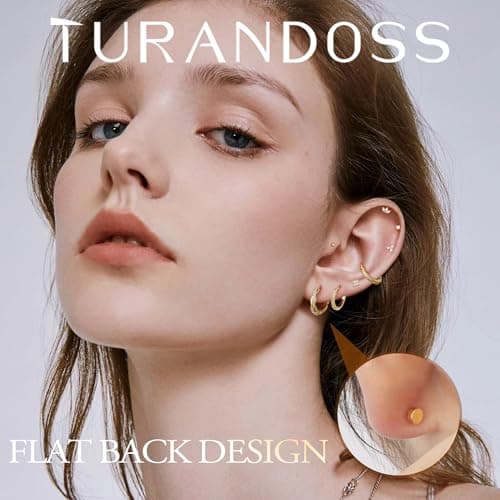 Turandoss 8 airs Gold Hoop Earrings for Women Trendy