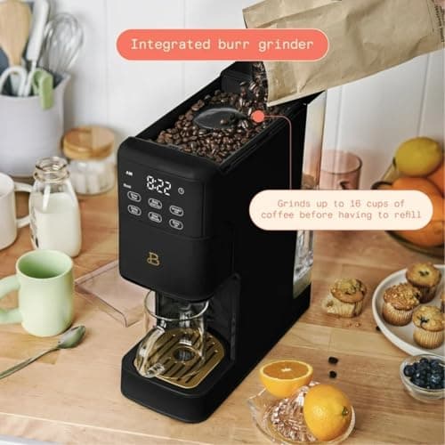 Programmable Single Serve Coffee Maker with Integrated Burr Grinder, Touch Controls, Fresh Custom Brew, Compact Design, Easy to Use