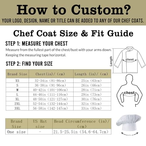 Custom Men Chef Coat Personalized Chef Jacket with Name Logo Text Customized Chef Uniform Work Shirt with Hat Kitchen Restaurant Bakery