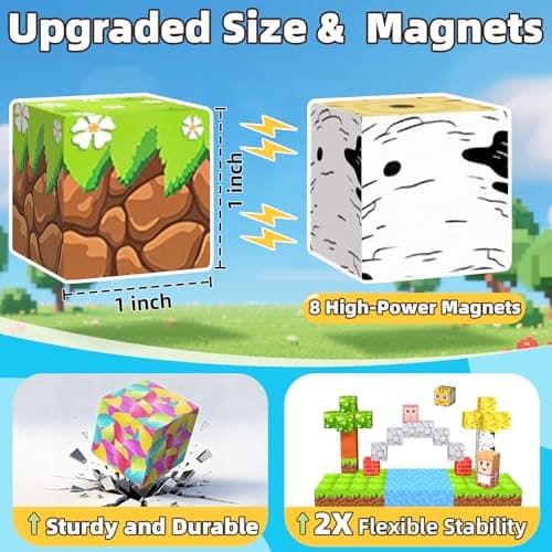 EchoPlan 200PCS Magnetic Blocks, Magnetic Building Blocks, Magnet Blocks Cubes, STEM Educational Stacking Magnet Toy for Kids Ages 3 4 5 6 7 8 9 10 11, Birthday Gifts for Boys and Girls, 1" Large Size