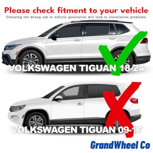 GrandWheel Co Smoke Tinted in-Channel Side Window Vent Visor Deflectors Rain Guards Compatible with Volkswagen (VW) Tiguan 2018-2024 - 4 pcs. GW0511