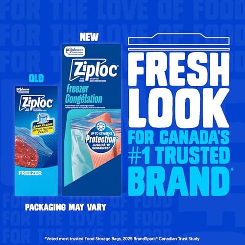 Ziploc Medium Food Storage Freezer Bags, Grip 'n Seal Technology for Easier Grip, Open and Close, 19 Count
