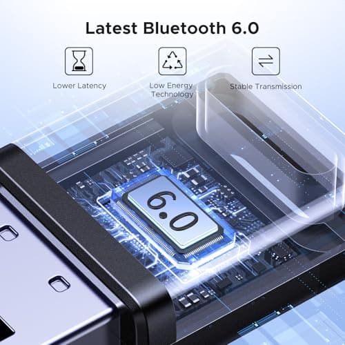 UGREEN Bluetooth 6.0 Adapter for PC, USB Bluetooth Dongle 6.0 EDR BLE Low Latency, Wireless Audio Transfer for Windows 11/10/8.1, for Headphones, Speakers, Keyboard, Mouse, Game Controller