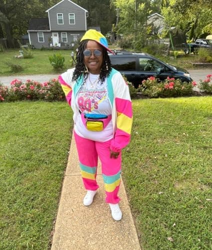 UOUA 80s Outfits for Women 90s Costume for Halloween 2 Piece Long Sleeve Color Block Windbreaker Jacket Track Suit Set Pink White S