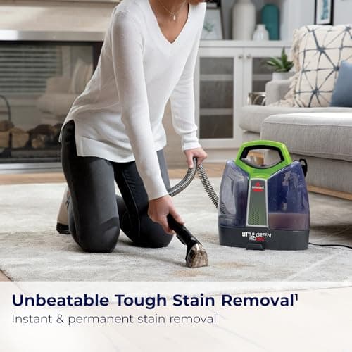 BISSELL Little Green ProHeat Portable Carpet & Upholstery Spot Cleaner with HydroRinse Self-Cleaning Tool, HeatWave Technology, OXY Formula Included, Car Detailer, 37oz Tank, 2513E