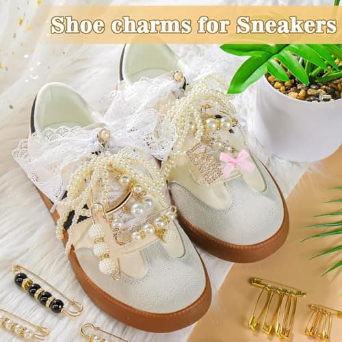 72 Pcs Sneaker Charms, Shoelace Charms For Sneakers, Pearl Rhinestone Brooches And Pins For Women, Shoe Jewelry Charms For Socks Laces Sneakers , Safety Pins Buttons For Sock Clothes Decor Accessories