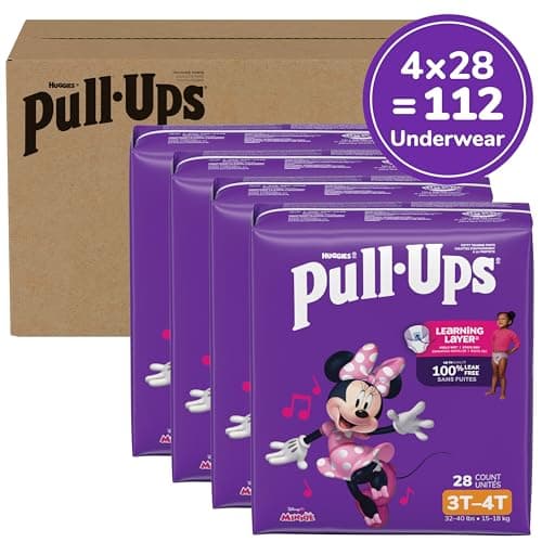 Pull-Ups Girls' Potty Training Pants, Size 3T-4T Training Underwear (32-40 lbs), 112 Count