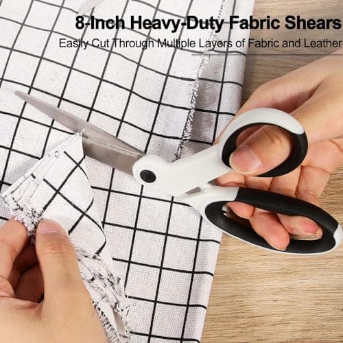 SCAIKTIG Premium Sewing Scissors Bundle, 8" Heavy Duty Fabric, 5" Embroidery, 4" Small Detail Scissors, 5" Thread Snips, Tailoring, Dressmaking, Quilting, Arts&Craft Supplies, White