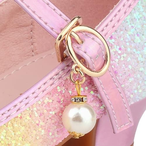 EDOSIR Girls Princess Sparkle Shoes Fancy Heels Girls Party Shoes Dress Heel for Girls Play Shoes,10 Toddler
