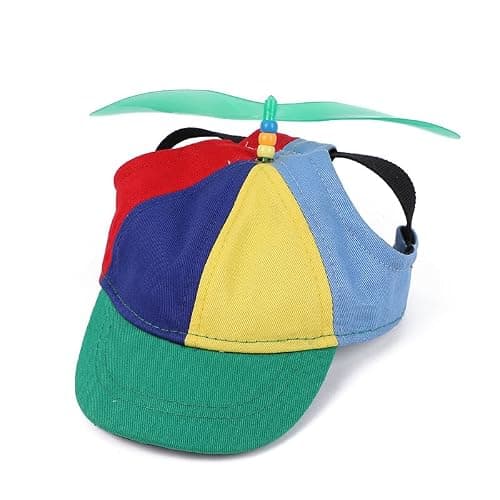 Ifnov Propeller Pet Hats, Funny Helicopter Adjustment Green Hats for Dog and Cat M