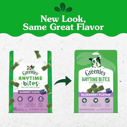 Greenies Anytime Bites Dog Treats, Blueberry Flavor, Dog Training Treats, 10.3 oz. Bag
