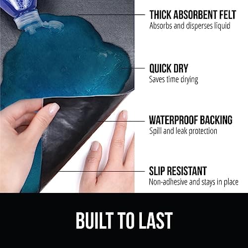 GORILLA GRIP LeakGuard Non-Adhesive Under Sink Mat for Kitchen Cabinet, Waterproof Quick Dry Shelf Liner, Durable Absorbent Felt Mats for Bathroom Sinks, Cabinets, Dresser, Easy to Trim 24x30 Charcoal