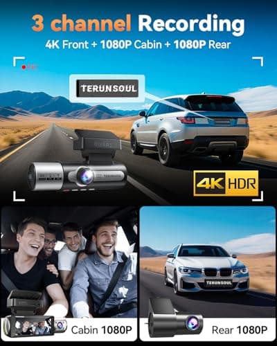 4K Dash Cam Front and Rear, Full HD 3 Channel Dashcam, Free 128GB Memory Card, Built-in 5.8GHz WiFi Built-in GPS, Collision Sensor, Night Vision, 3.16" IPS, 24H Parking Mode(Silver)