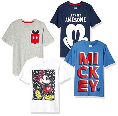 Spotted Zebra Boys' Kids Disney Star Wars Marvel Short-Sleeve T-Shirts, 4-Pack Mickey Awesome, Medium