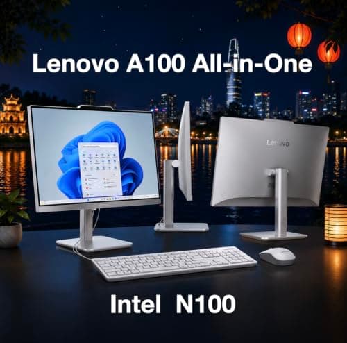 Lenovo A100 All-in-One Desktop 24" IPS FHD Display, Intel 4-Core Processor