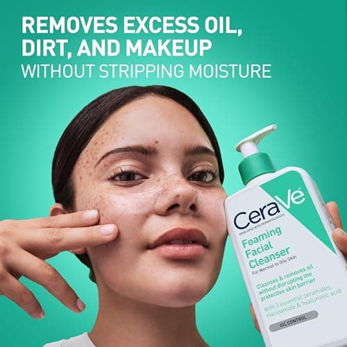 CeraVe Foaming Facial Cleanser, Daily Face Wash for Oily Skin, Hyaluronic Acid + Ceramides + Niacinamide, Fragrance Free, Non-Drying Oil Control Face Wash, 8 Fluid Ounces
