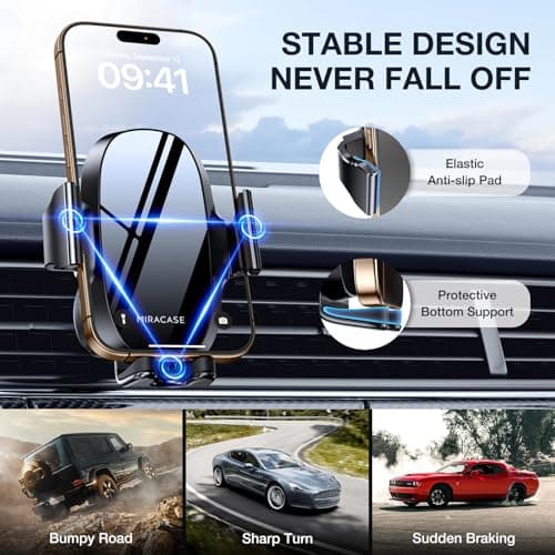 Miracase Phone Holder for Car Vent【2026 Wider Clamp & Metal Hook】 Car Phone Holder Mount for Vent Clip Hand Free Cell Phone Car Mount for iPhone 17 Pro Max 16 15 14 13 12 Samsung S25 Car Accesorries