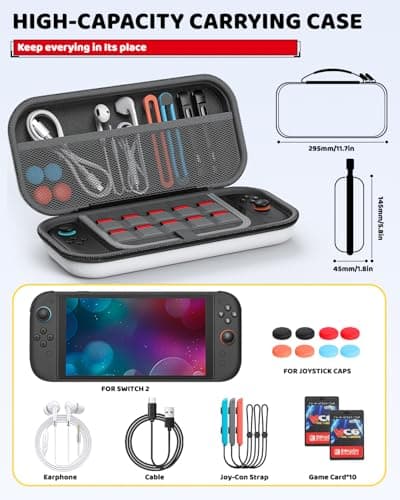 Klipdasse Switch 2 Slim Case for Nintendo Switch 2 (2025)/Switch/OLED, Hard Shell Portable Case with Soft Lining, High Capacity, Lightweight, 10 Game Slots, Durable Ballistic Nylon-White