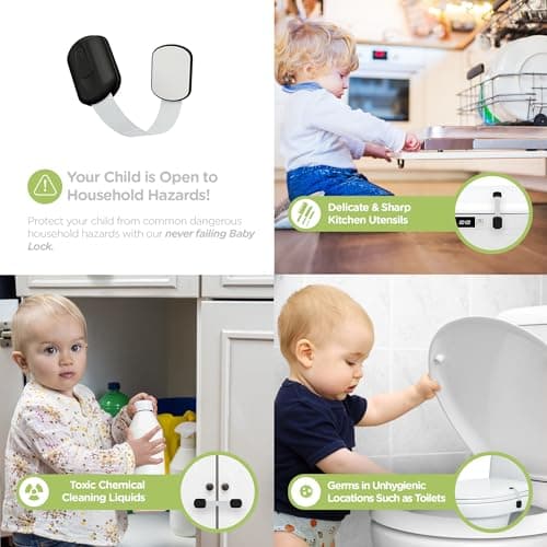 Baby Proofing Child Safety Locks (2 Pack) by Skyla Homes - The Safest, Quickest and Easiest 3M Adhesive Cabinet Latches, No Screws & Magnets, Multi-Purpose for Furniture, Kitchen, Ovens, Toilet Seats