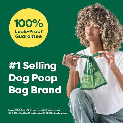 Earth Rated Dog Poop Bags with Easy-to-Tie Handles, Extra Wide Opening, Dispensing Box, Guaranteed Leakproof, Unscented, 120 Handle Bags