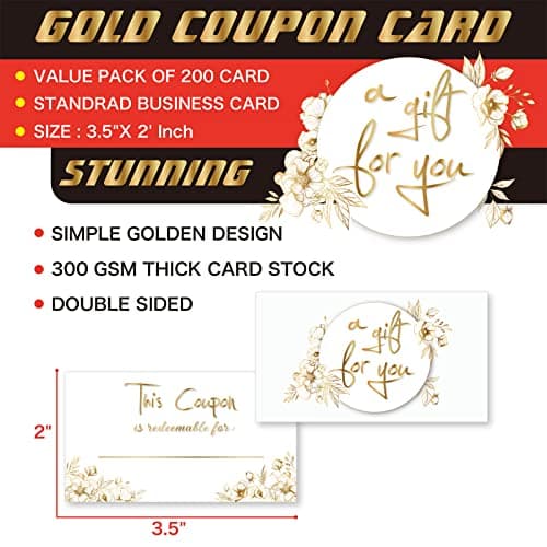 Tomioziey 200 Pieces Coupon Cards - Blank Gift Certificates Redeem Vouchers for Business Client Paper Voucher Cards for Birthday, Salon, Spa, Restaurants, Work Business Present Card,3.5"x2"