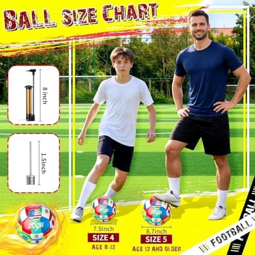 Tellingyou 1 Pack World Flag Soccer Ball Country Flags Training Ball 2026 International Multi Country Design with Pump Needle and Storage Bag for Team Practice Club Games Soccer Fan Gifts (Size 5)