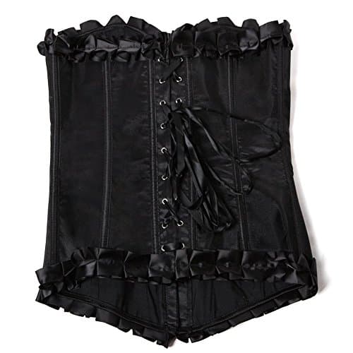 HNGHOU Women's Lace Up Plus Size Corset Bustier Sexy Overbust Bustier Bodyshaper Top (Black,3X-Large)