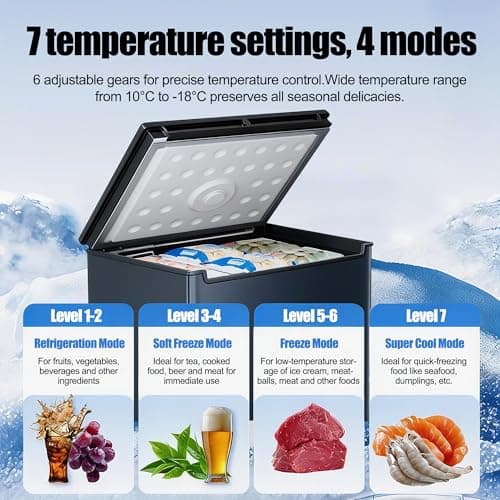 Cosanta 4.5 Cu. Ft. Small Chest Freezer, Top Door, Mini Deep Freezer,Metal, Freestanding with Removable Basket, for Home Kitchen Office (BLACK, 4.5Cu.ft)