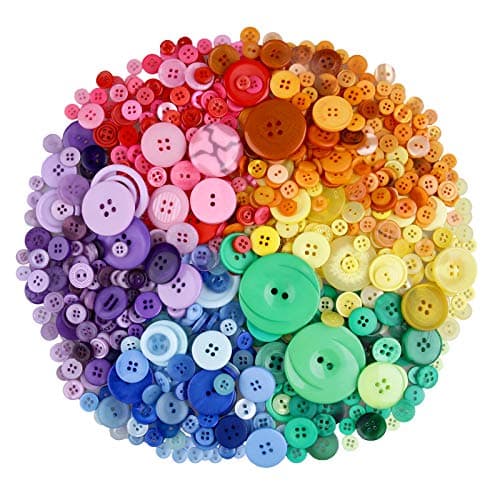Greentime 600-700 PCS Mixed Color Assorted Sizes Round Resin Buttons for Crafts Sewing DIY Manual Button Painting DIY Handmade Ornament Buttons Easter Egg Fillers Decorative