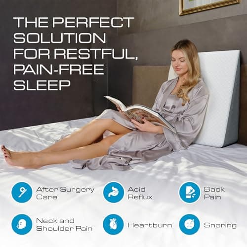 Kӧlbs Bed Wedge Pillow with Memory Foam Top Chic Jacquard Grey and White Cover (7.5" Height)