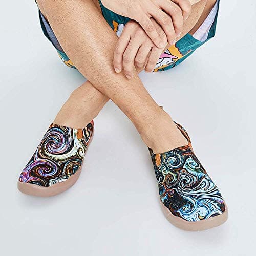 UIN Men's Walking Travel Shoes Slip On Canvas Casual Loafers Lightweight Comfort Art Painted Fashion Sneaker Starry Night II (11)