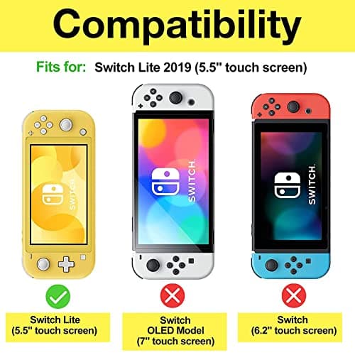 ProCase Flip Cover for Nintendo Switch Lite with 2 Pack Tempered Glass Screen Protectors, Slim Protective Flip Case with Magnetically Detachable Front Cover for Nintendo Switch Lite 2019 -Blue