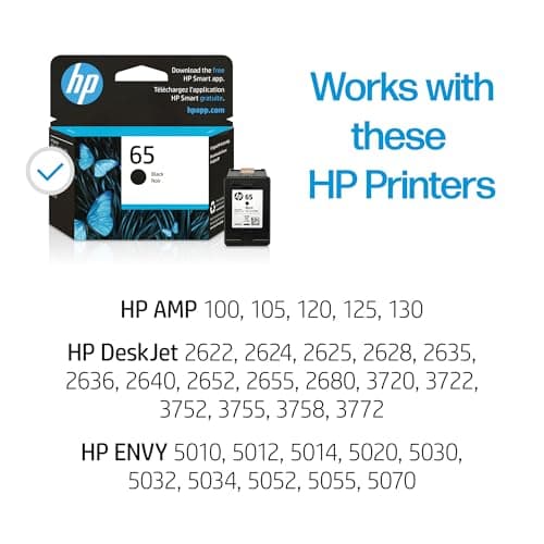 Original HP 65 Black Ink Cartridge | Works with HP AMP 100 HP DeskJet 2600 3700 HP Envy 5000 | Eligible for Instant Ink, Standard Yield, Standard Yield Ink Cartridge