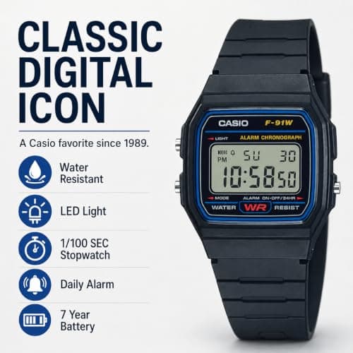 Casio Men's Vintage F91W-1 Resin Strap Digital Sport Watch