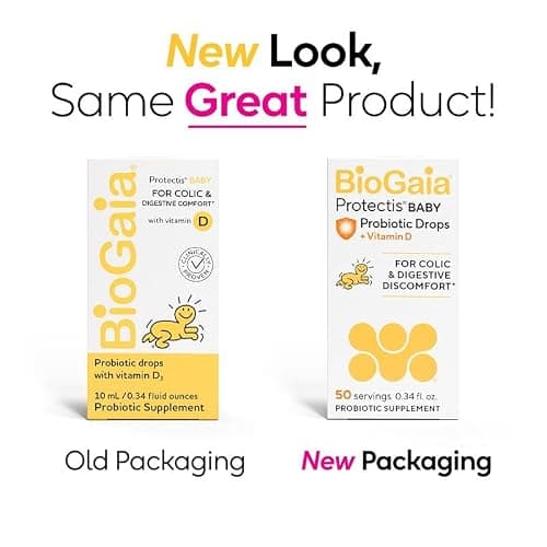 BioGaia Protectis Baby Probiotic Drops | Colic & Gas Relief + Vitamin D | Safe for Newborns | Ease Crying, Fussing, Colic, Gas, Spit-ups & Constipation | No Dairy, Soy & Gluten | 50 Day Supply | 10mL