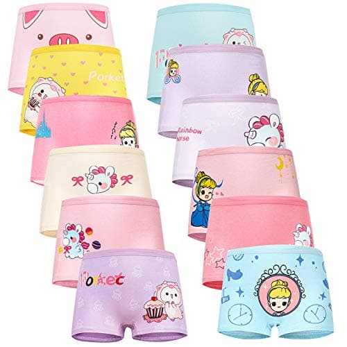 JackLoveBriefs Girls Soft Cotton Underwear with 12 Packs Baby Panties Assorted Briefs(Multicolor, M)