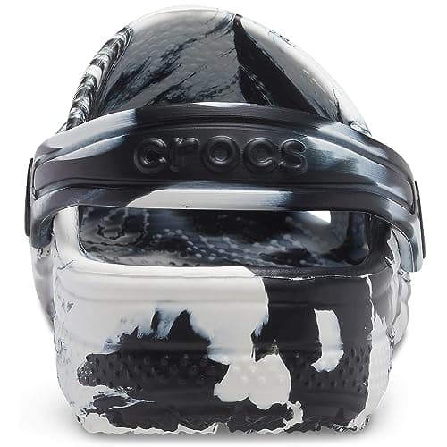 Crocs Unisex-Child Classic Marbled Tie Dye Clog, Black/White, 6 Big Kid