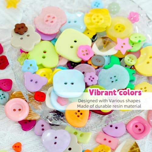 Efivs Arts 250-300pcs Resin Buttons Bulk Assorted Sewing Buttons 2 & 4 Holes for Crafts Clothes DIY Manual Button Painting DIY Handmade Ornament
