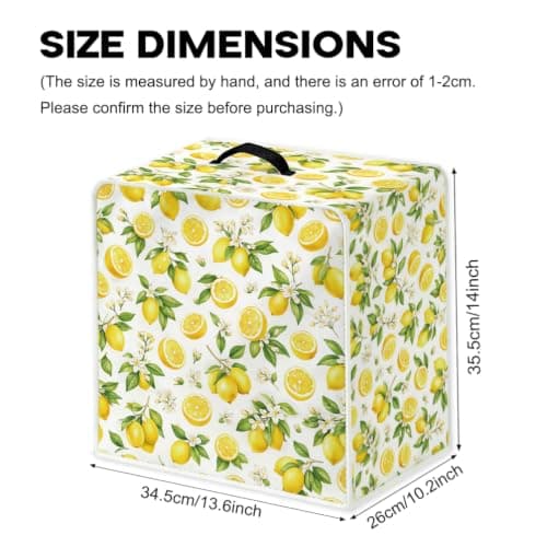 WEBEEDY Lemon Style Coffee Maker Cover with Top Handle, Small Kitchen Appliance Covers Polyester Lightweight Washable Coffee Machine Dust for Kitchen Countertop, 34.5x26x35.5cm/13.6x10.2x14 Inches