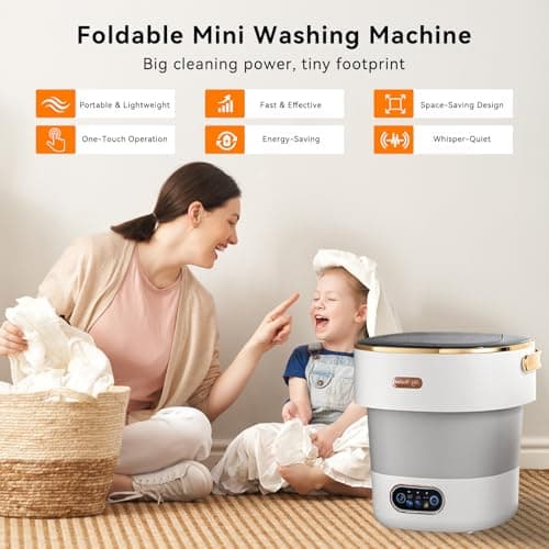 Portable Foldable Washing Machine, Mini Washer for Deep Cleaning, Ideal for Underwear Baby Clothes, Compact for Apartment Dorm Hotel 20L Grayish White