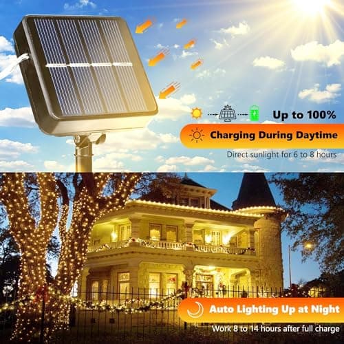 Joomer Solar Fairy Lights, 2-Pack Total 80FT 240LED Lights, Warm White