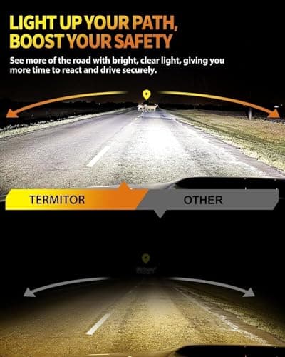 Termitor Latest H13/9008 Bulbs, 50,000LM Brightness High/Low Beam, 75000+ Hours Long Service Life, 6500K Cool White, Real 1:1 Halogen Size Off-Road Light for ATV UTV SUV, 3 Mins Plug N Play, Pack of 2