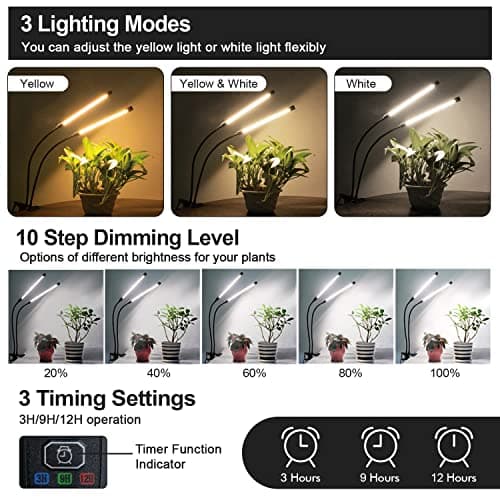 Plant Grow Light for Indoor Plants, Full Spectrum Indoor Grow Light (2 Head 2 Pack)