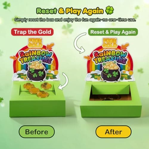 LEKSON St. Patrick’s Day Leprechaun Trap Kit with Coin Drop Slot, Interactive Leprechaun Trap Box for Kids, How to Catch a Leprechaun Craft, Tabletop Holiday Decoration
