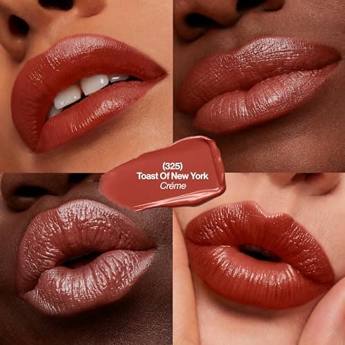REVLON Lipstick, Super Lustrous Lipstick, Creamy Formula For Soft, Fuller-Looking Lips, Moisturized Feel, 325 Toast of New York, 0.15 oz