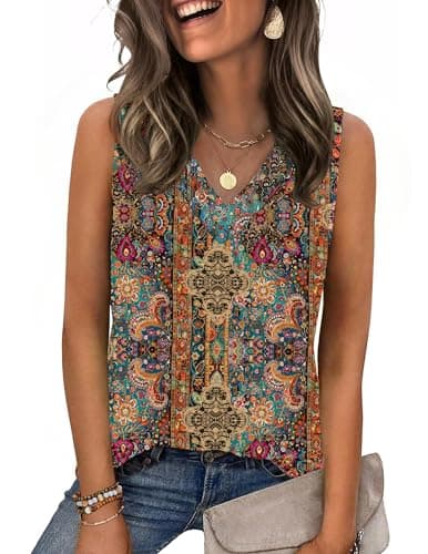 Zeagoo Beach Vacation Clothes for Women 2026 Summer V Neck Sleeveless Tank Tops Cute Trendy Women Clothing