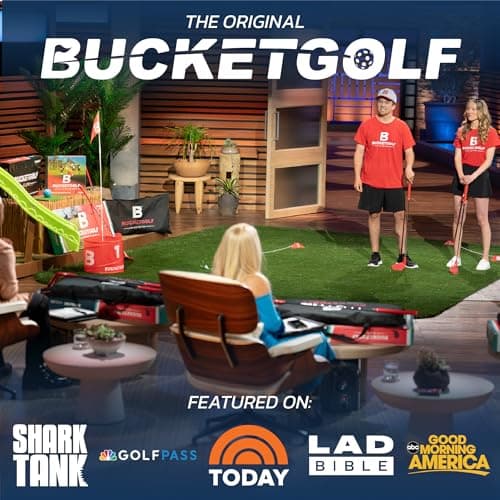 bucketgolf Game The Original Ultimate Backyard Lawn Golf Game for Family, Adults and Kids - Portable 6 Hole Golf Course Play Outdoor, Lawn, Park, Beach, Yard.