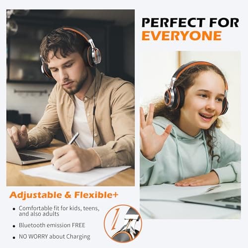 AILIHEN Kids Headphones, Headphones Wired with Microphone and Volume Control Folding Stereo Corded On-Ear 3.5mm Headset for Boys Girl Cellphones Tablets Chromebook Laptop Computer (Black/Orange)